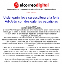 EL CORREO DIGITAL- 27-11-09. AITOR URDANGARIN'S SCULPTURES IN ARTJAEN'09 FAIR, WITH TWO GALLERIES...